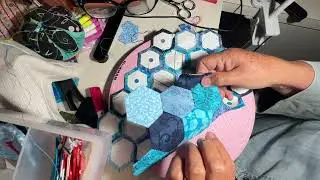 Stitch Hexagons together with me on my EPP fabric I&rsquo;m making