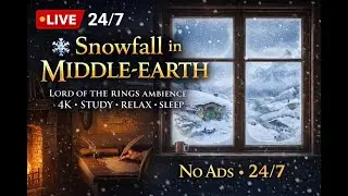 LIVE &mdash; 24/7 Middle-earth Snowfall ❄️ Lord of the Rings Ambience | Study, Relax, Sleep | 4K No Ads