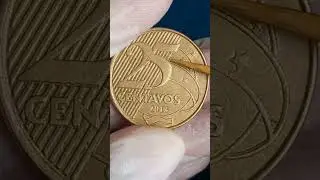Moeda com defeito que agrega bons valores! 25 centavos 2013, matriz do cunho duplicado. #shorts