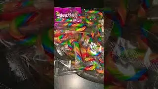 *Rainbow Candy Canes & Skittles*| Small CandyCanes ! #subscribe #shorts #candy