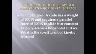 friction on a horizontal surface force applied parallel to surface