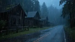 Insomnia Sleep Aid Rain | Heavy Rain & Calm Forest Cabin Night for Deep Relaxation