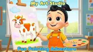 Cute Farm Animals Drawing for Kids 🐾🎨 | Animals Names Learning 😺🐄 🐶 🦆| Animal Song far Kids