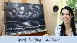 Call of the Sea, celestial full moon seascape speed painting