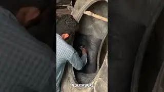 Repairing a Broken Tractor Tire! #shorts #technology
