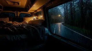 Fall Asleep Fast To The Sound Of Heavy Rain On A Van Roof Parked On A Quiet Winding Road