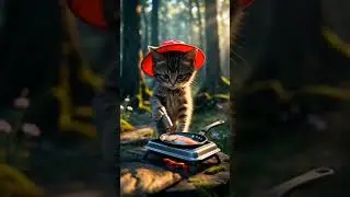 A kitten cooks fish #cute #cat #catshorts #kitten #cooking #cutecat