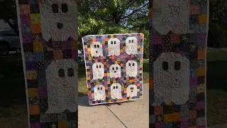 It&rsquo;s Spooky Season! 👻 Fun client quilt, quilted with neon yellow thread. #quilter #art #quilters