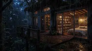 Soft Night Rain Drifting Around a Cozy Woodland Cabin 🌧️ | Calm Deep Sleep Ambience
