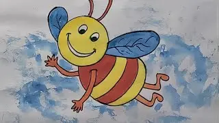 Painting of friendly bee | Easy watercolor for beginners