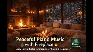 Peaceful Piano Music with Fireplace | Cozy Forest Cabin Ambience for Sleep & Relaxation