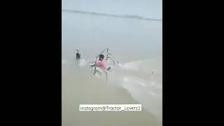 Tractor Drive In River Water In Full Depth #shorts #ytshorts #tractor