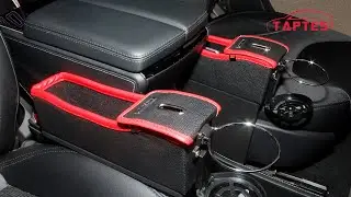 TAPTES Car Seat Slit Gap Storage Box with Foldable Cup Holder for Model S