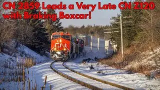 Distributed Braking Boxcar at Tail End! Very Late CN Z120 Through Windsor Junction, NS.