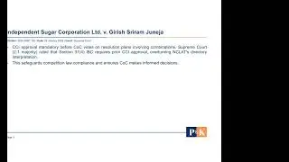 Workshop | Sale of Corporate Debtor as Going Concern and Roundup of Supreme Court Rulings (Part II)