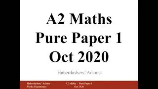 A2 Maths - 2020 - Paper 1 - Q15