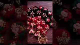 Embroidered handmade different designs buttons.