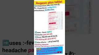 ibugesic Plus tablet uses in hindi 😍🥰🥰#ibuprofen