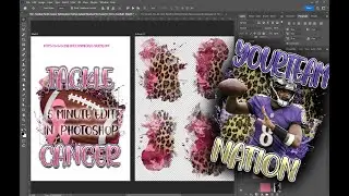 192- Football Tackle Cancer Sublimation Patches Bleached PSD Photoshop Template Innate Academy