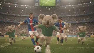 Dreaming koala and playing football with ronaldo and messi #ronaldo #MESSI #CUTE #koala