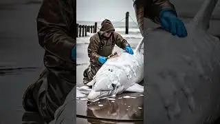 Fishermen Rescue an Albino Dolphin from Nets and Oil