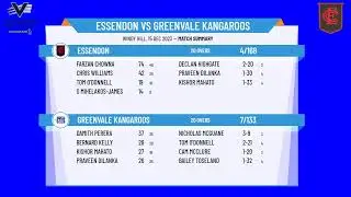 Victorian Premier Cricket - Kookaburra Men's Firsts - Round 8 - Essendon v Greenvale Kangaroos