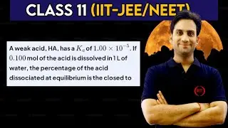 A weak acid, HA, has a Ka of 1.00 &times; 10-⁵. If 0.100 mol of the acid is dissolved in 1 L of water, the