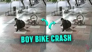 Man on Bike Slams Into Sidewalk Light Box