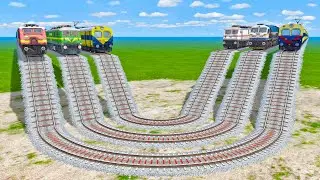 6 TRAINS ARE PASSING BY CRAZIEST & DANGEROUS DIAMOND CROSSING | BeamNG.Drive | Train simulator