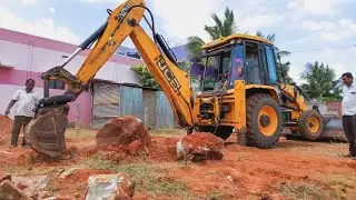 JCB VS Big Rock | Powerful JCB Pulling Out A Big Rock
