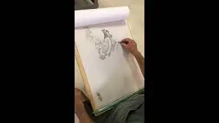 Warm-up exercise before figure drawing at uninstructed workshop, July 31st, 2018