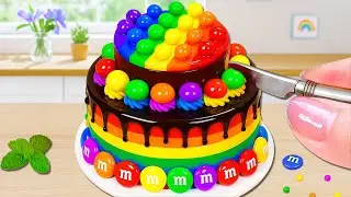 So Tasty Rainbow Chocolate Buttercream Cake 🌈 DIY Miniature M&M Candy Cakes