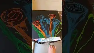 A bouquet of roses but I fumble the string-pull #acrylic #strings #roses #flowers #orange #teal