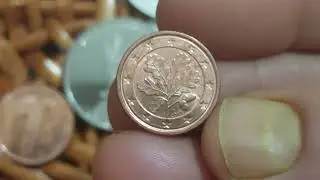 1euro cent German Copper plated steel coin Oak twig surrounded by 12 stars Reverse side a globe