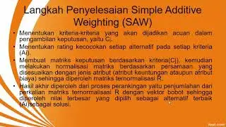 Simple Additive Weighting Part 1