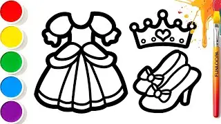 Как нарисовать платье и корону принцессы 👑👸 Простое пошаговое руководство по рисованию и раскраши...