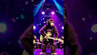 This Chimpanzee Rocks Harder Than You! 🐒🎸🔥 #AIConcert #RockOn