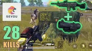 RAMBO + M249 + 6x Scope | 28 KILLS | DUO SQUAD | PUBG Mobile