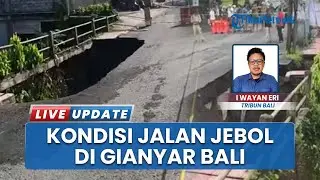 Volume Air Tinggi, Bahu Jalan Sebelah Barat Patung Arjuna Ubud Bali Jebol Bikin Lalin Macet