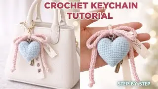 Cute Heart Crochet Keychain Tutorial 💗 | Easy Crochet Keychain | Crochet Ideas for Beginners