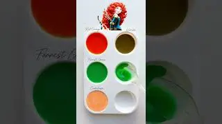 Merida Princess 💚🧡 Asmr Color mixing #merida #brave #disney #asmr #art #color ##paint #paintmixing