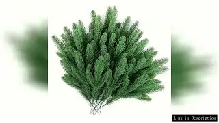 A selection of 60 artificial pine trees, with plastic green pine branches for DIY Christmas decorati