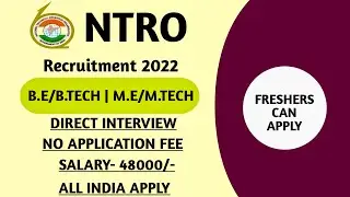 NTRO RECRUITMENT 2022 | NO EXAM | NO FEE | DIRECT INTERVIEW | LATEST GOVT JOBS 2022