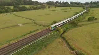 Southern Railway Train in the Countryside - Stunning 4K Drone Footage