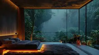 3 Hours Peaceful Rain Sounds from Bedroom Window with Cozy Lights for Sleep and Relaxation