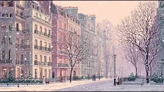 Old Paris Winter Morning ❄️🎷 Gentle Jazz & Golden Oldies on a Snowy Café Street
