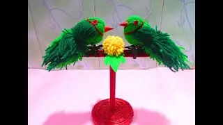 HOW TO MAKE WOOLEN PARROT BIRDS IN SIMPLE STEPS - Woolen Birds Making -DIY Woolen Parrot Making Idea