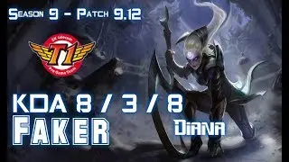 SKT T1 Faker DIANA vs TALIYAH Mid - Patch 9.12 KR Ranked