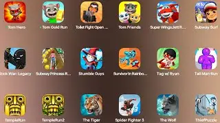 Tom Hero, Super Wings, Subway Surf, Stick War Legacy, Subway Princess, Survivor In Rainbo, Tag Ryan,
