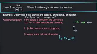 Planes Parallel, Orthogonal, or Neither, Angle Between Planes Approach